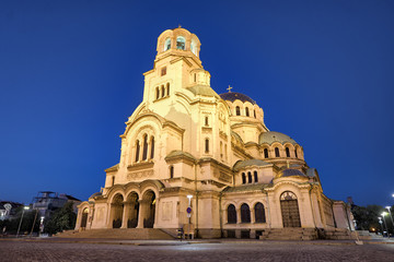 Fototapeta na wymiar Alexander Nevsky Cathedral By Night, Sofia
