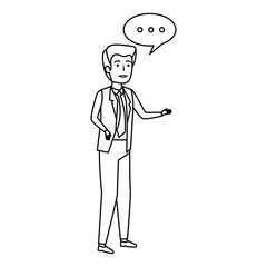 elegant businessman with speech bubble