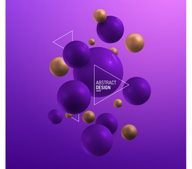 Vertical purple and gold balls. Abstract vector illustration. Modern design. Vector illustration eps 10