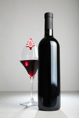 Christmas holidays with a bottle of red wine.