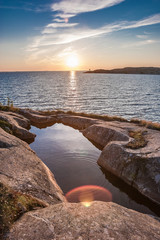 sunset at midsummer in the Aland Islands between Finland and Sweden