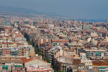 Fototapeta na wymiar Cityscape view of The Rambla, Barcelona, Spain
