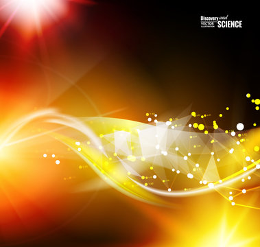 Abstract yellow light background for science design. Vector illustration.