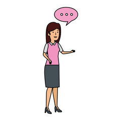 elegant businesswoman with speech bubble