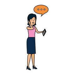 elegant businesswoman talking with smartphone