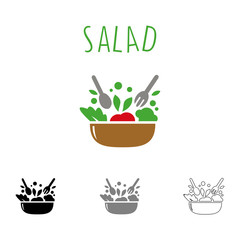 Salad Vector Designs Collection - healthy vegetables food and bowl