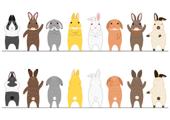 cute rabbits border set