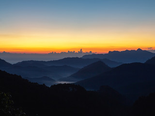 Morning sunrise time mountain scenery.
