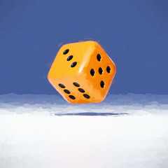 3d rendering of falling dice, impasto style