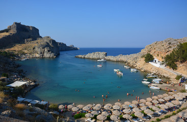 Paulusbucht Lindos auf der Ferieninsel Rhodos / Griechenland