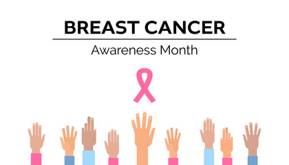 Diverse palms breast cancer day concept mix