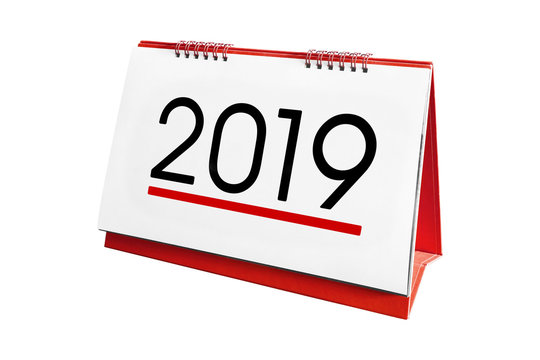 2019 desktop spiral calendar isolated on white