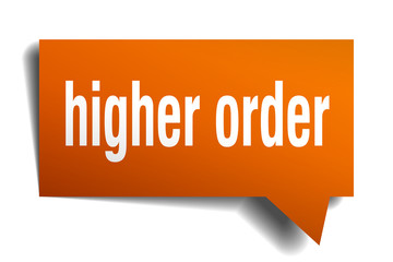 higher order orange 3d speech bubble
