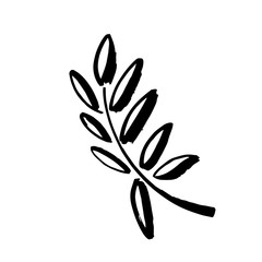 Leaf icons isolated on white background. Logo sign design. Modern brush ink illustration. Vector