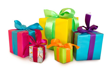 Gift boxes with ribbon and bow