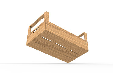 Wooden crate mock-up on isolated white background, 3d illustration