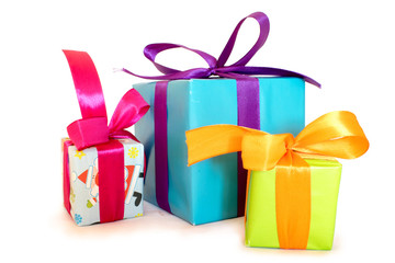 Gift boxes with ribbon and bow