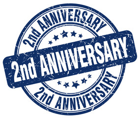 2nd anniversary blue grunge stamp