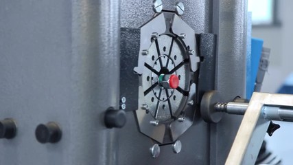 Working clamping part in hydraulic press. Hydraulic crimping machine