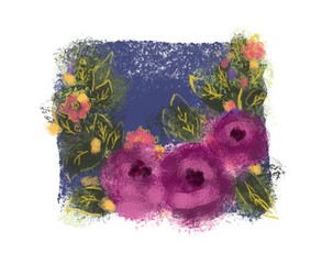Flowers on off-white background, Hand drawn pattern, for Spring Summer, good for Digital Print watercolor