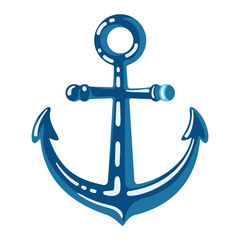 Anchor in cartoon style. Blue colour