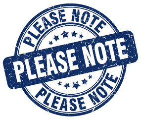 please note blue grunge stamp