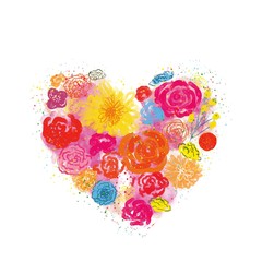 Flowers on off-white background, Hand drawn pattern, for Spring Summer, good for Digital Print watercolor