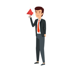 elegant businessman with megaphone