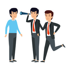 Obraz premium group of businessmen with telescope