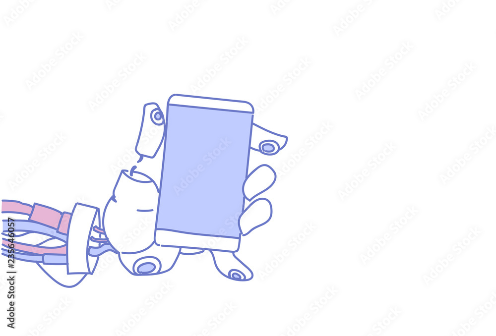 Poster chat bot hand using cell smart phone robot virtual assistance service mobile applications artificial