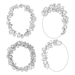 Forged frames set. Vintage baroque ornament. Decorative design element filigree. Vector illustration