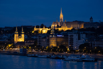 city castle at night in Budapest-Hungary