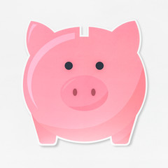 Pink piggy bank isolated on white background