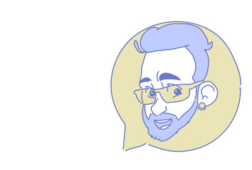 male head chat bubble profile icon man avatar support service call center concept sketch doodle character portrait horizontal