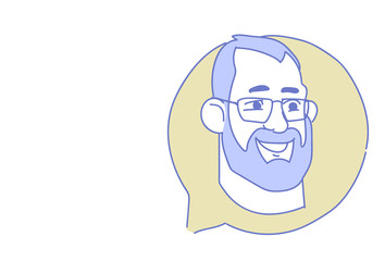 male head chat bubble profile icon man avatar support service call center concept sketch doodle character portrait horizontal