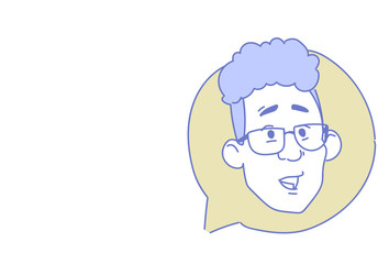 male head chat bubble profile icon man avatar support service call center concept sketch doodle character portrait horizontal
