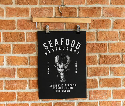 Seafood Restaurant Menu Poster Mockup