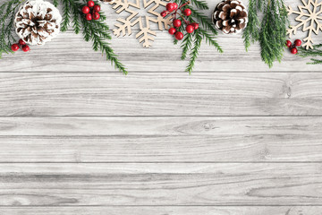 Christmas decorations on table background mockup