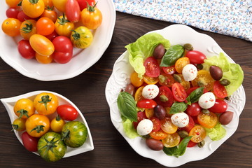 Salad of colorful tomatoes.