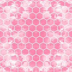 The geometric background made out of hexagons in various colors / The retro hexagon background / Hexagons