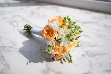 Beautiful bridal bouquet of different flowers