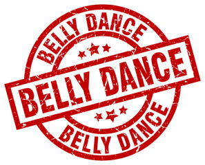 belly dance round red grunge stamp
