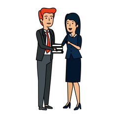 elegant business couple with books