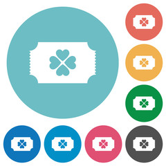 Lottery ticket flat round icons