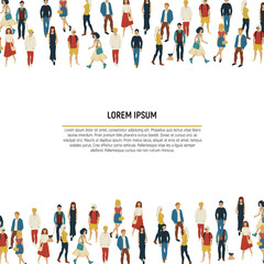 Large group of people in the shape of border. Vector illustration