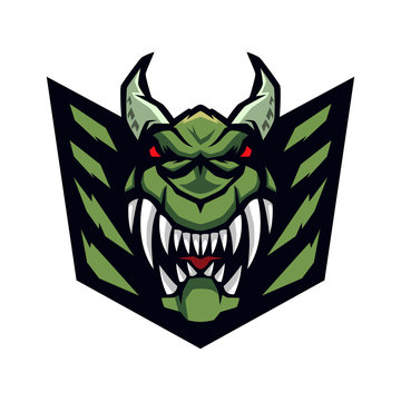angry dragon head vector logo template