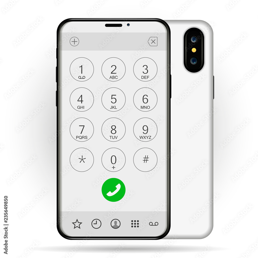 Poster Keypad for on smartphone. Keyboard template in smartphone. Keypad for a touchscreen device. Vector illustration.