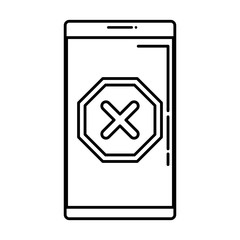 smartphone with denied mark icon