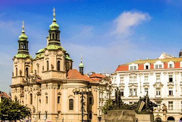 Fototapeta na wymiar Old Town Square and Saint Nicholas Church in Prague