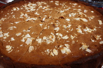 Healthy vegan cake with grated almonds